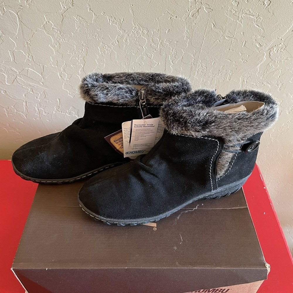 Khombu Womens Black‎ Boots Size 9 US Ski Team Supplier Faux Fur Gracie - Picture 3 of 10